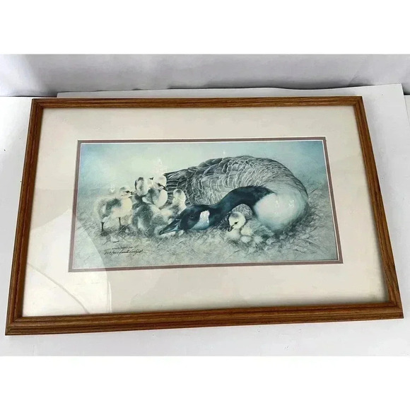 VTG Annette Hartzell Duck with Chicks Signed 257/950 1986 Signed Print Frame - Picture 1 of 10